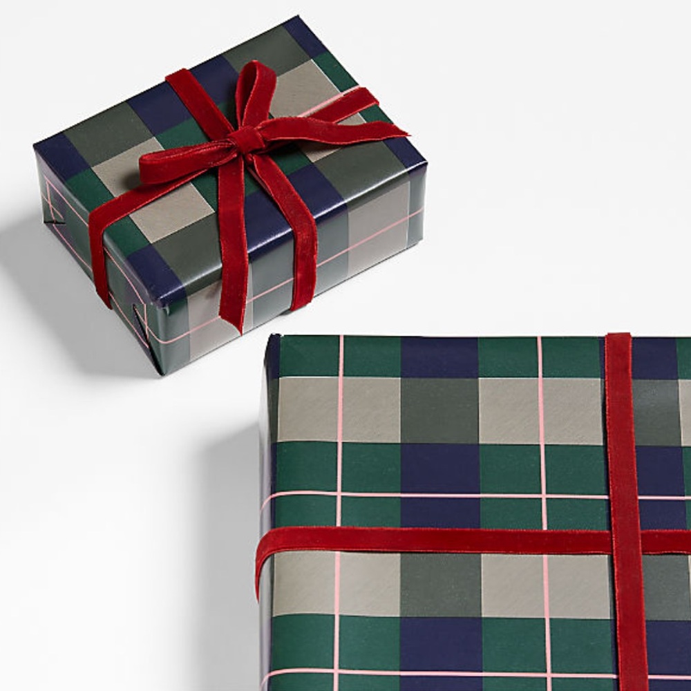 New! Crate&Barrel Plaid Gift Wrap
